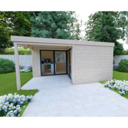 Bureau de jardin - madriers 40mm - surface 18,6m² - Gardy Shelter