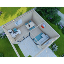Bureau de jardin - madriers 40mm - surface 18,6m² - Gardy Shelter