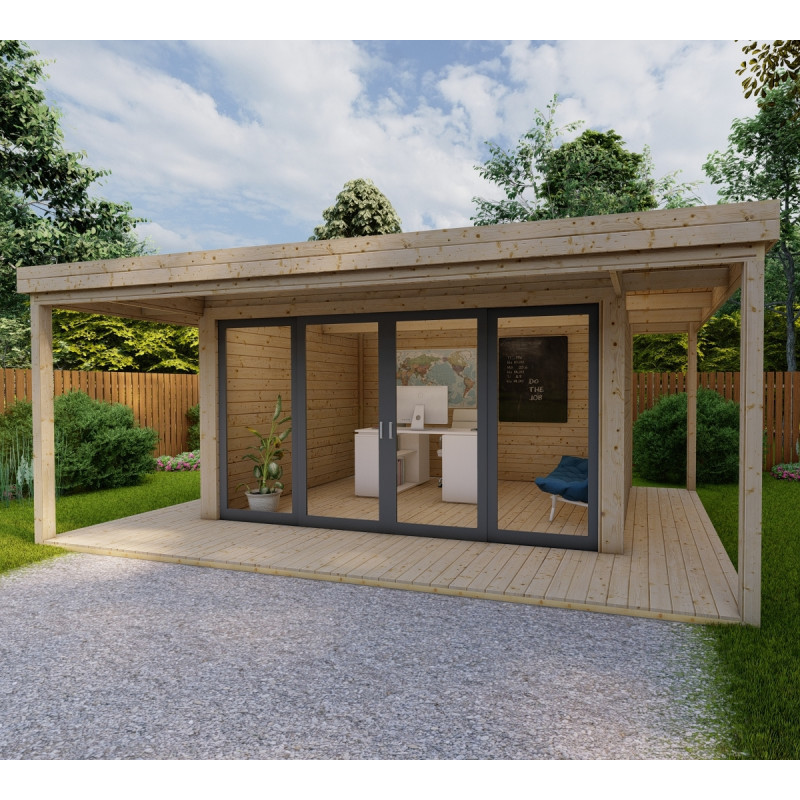 Bureau de jardin - madriers 40mm - surface 16,5m² - Gardy Shelter