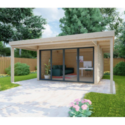 Bureau de jardin - madriers 40mm - surface 16,5m² - Gardy Shelter