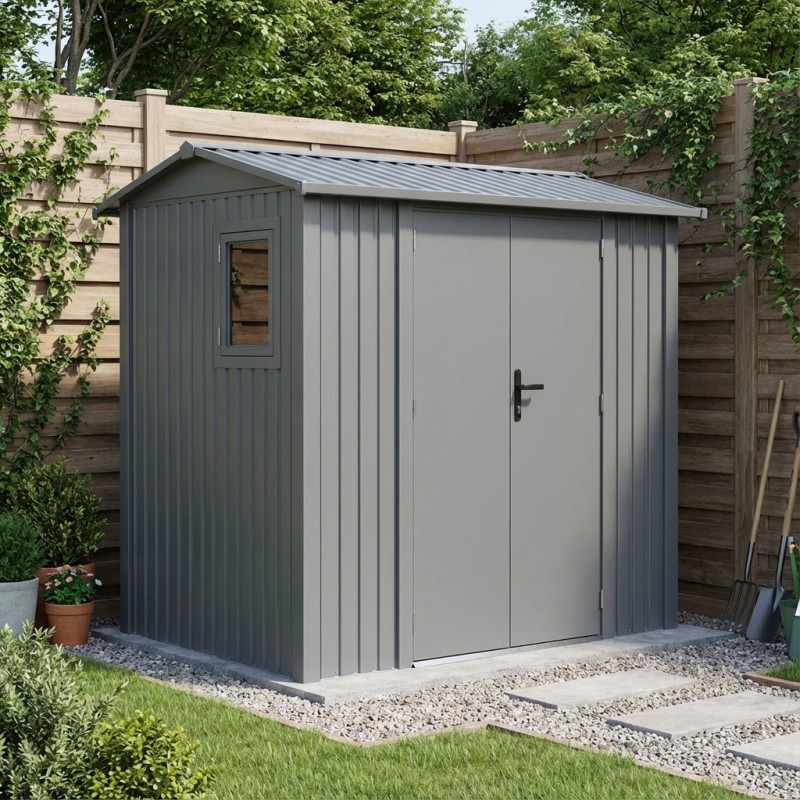 Abri 4,08m² en acier galvanisé 0,4mm Roka avec fixations dalle - X-Métal