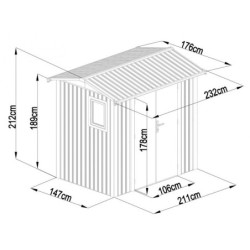 Abri 4,08m² en acier galvanisé 0,4mm Roka avec fixations dalle - X-Métal