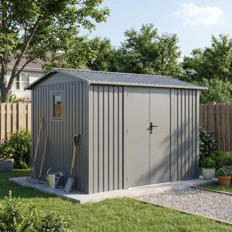 Abri 7,1m² en acier galvanisé 0,4mm Roka avec fixations dalle - X-Métal