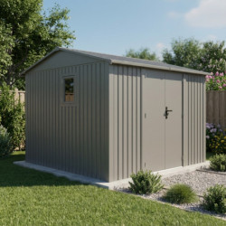 Abri 9m² en acier galvanisé 0,4mm Roka avec fixations dalle - X-Métal