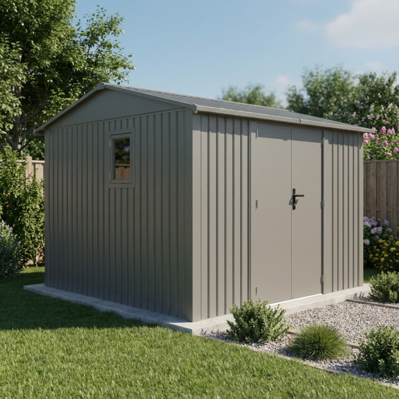 Abri 9m² en acier galvanisé 0,4mm Roka avec fixations dalle - X-Métal