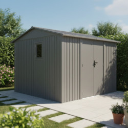 Abri 9m² en acier galvanisé 0,4mm Roka avec fixations dalle - X-Métal