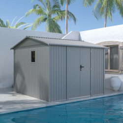 Abri 9m² en acier galvanisé 0,4mm Roka avec fixations dalle - X-Métal