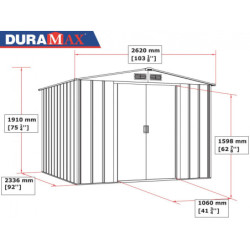 Abri de jardin en métal 6,34m²  - couleur anthracite - DURAMAX
