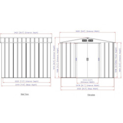 Abri de jardin en métal 6,34m²  - couleur anthracite - DURAMAX