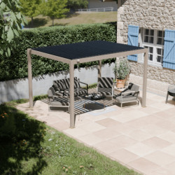 Pergola autoportante alu aspect bois et lames orientable 3x4m Ombrea