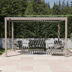 Pergola autoportante alu aspect bois et lames orientable 3x4m Ombrea