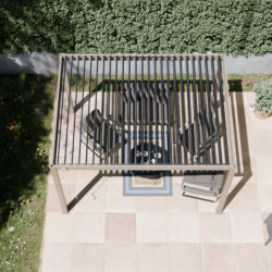 Pergola autoportante alu aspect bois et lames orientable 3x4m Ombrea