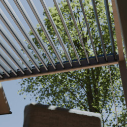 Pergola autoportante alu aspect bois et lames orientable 3x4m Ombrea