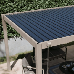 Pergola autoportante alu aspect bois et lames orientable 3x4m Ombrea