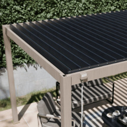 Pergola autoportante alu aspect bois et lames orientable 3x4m Ombrea