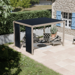 Pergola autoportante alu aspect bois et lames orientable 3x4m Ombrea