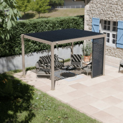 Pergola autoportante alu aspect bois et lames orientable 3x4m Ombrea