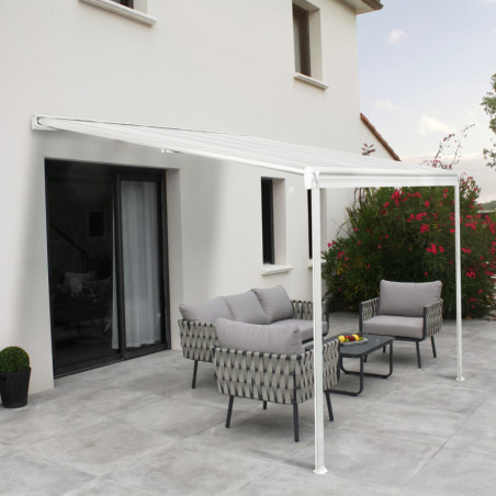 Pergola 9m² en aluminium blanc + polycarbonate CIELO DCB Garden
