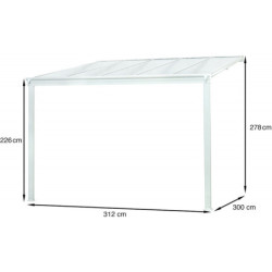 Pergola 9m² en aluminium blanc + polycarbonate CIELO DCB Garden