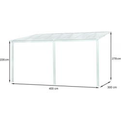Pergola 13m² en aluminium blanc + polycarbonate CIELO DCB Garden