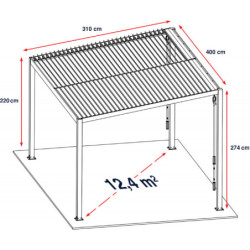 Pergola TRAMONTO - DCB Garden avec lames orientables blanches