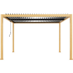Pergola autoportante en alu aspect bois avec lames orientable 4x3m X-METAL