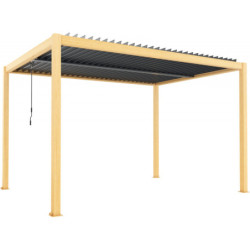 Pergola autoportante en alu aspect bois avec lames orientable 4x3m X-METAL