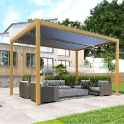 Pergola autoportante en alu aspect bois avec lames orientable 4x3m X-METAL