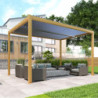 Pergola autoportante en alu aspect bois avec lames orientable 4x3m X-METAL