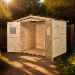 Abri de jardin en bois brut 5,04 avec plancher inclus - Habrita
