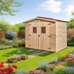 Abri de jardin en bois brut 5,04 avec plancher inclus - Habrita