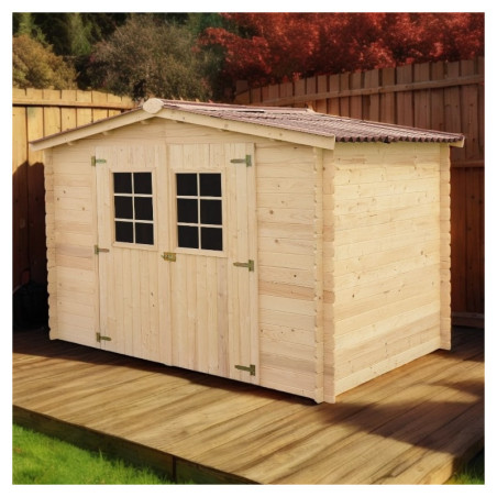 Abri de jardin en bois brut 5,83 avec madriers 20mm - Habrita