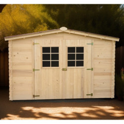 Abri de jardin en bois brut 5,83 avec madriers 20mm - Habrita