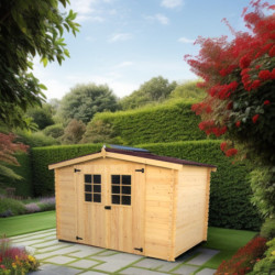 Abri de jardin en bois brut 5,83 avec madriers 20mm - Habrita