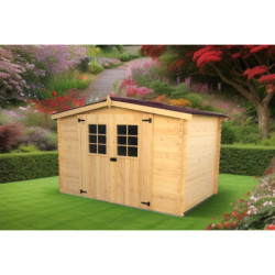 Abri de jardin en bois brut 5,83 avec madriers 20mm - Habrita