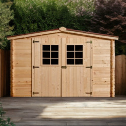Abri de jardin en bois brut 9,58 avec madriers 28mm - Habrita