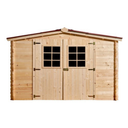 Abri de jardin en bois brut 9,58 avec madriers 28mm - Habrita