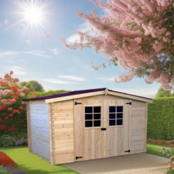 Abri de jardin en bois brut 9,58 avec madriers 28mm - Habrita