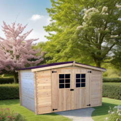 Abri de jardin en bois brut 9,58 avec madriers 28mm - Habrita
