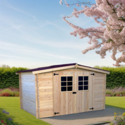 Abri de jardin en bois brut 9,58 avec madriers 28mm - Habrita