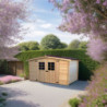 Abri de jardin en bois brut 9,58 avec madriers 28mm - Habrita