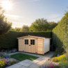 Abri de jardin en bois brut 9,58 avec madriers 28mm - Habrita