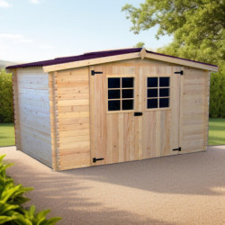 Abri de jardin en bois brut 9,58 avec madriers 28mm - Habrita