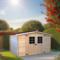 Abri de jardin en bois brut 9,58 avec madriers 28mm - Habrita
