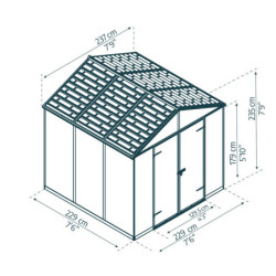 Abri de jardin 237x229cm en polycarbonate RUBICON Canopia by Palram