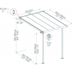 Pergola SIERRA 224x224cm en aluminium et polycarbonate 6mm Palram