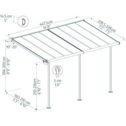 Pergola SIERRA 224x448m en aluminium et polycarbonate 6mm Palram
