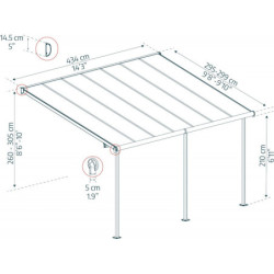 Pergola SIERRA 299x434cm en aluminium et polycarbonate 6mm Palram