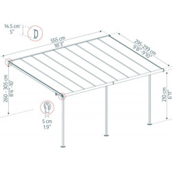 Pergola SIERRA 299x555cm en alu et polycarbonate 6mm Canopia by Palram