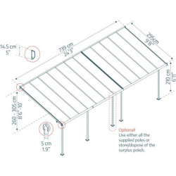 Pergola SIERRA 295x739cm en alu et polycarbonate 6mm Canopia by Palram